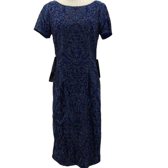 J S COLLECTIONS 8 M blue embroidered mother of the bride party dress NWT B34 - Picture 1 of 8